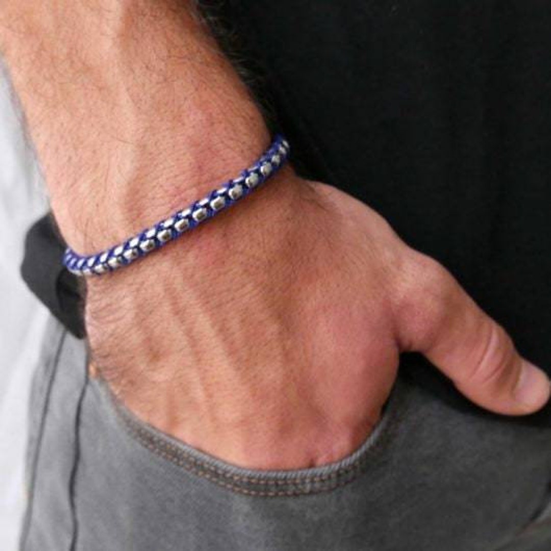 Men's Chain Bracelet Men's Blue Bracelet Men's Etsy