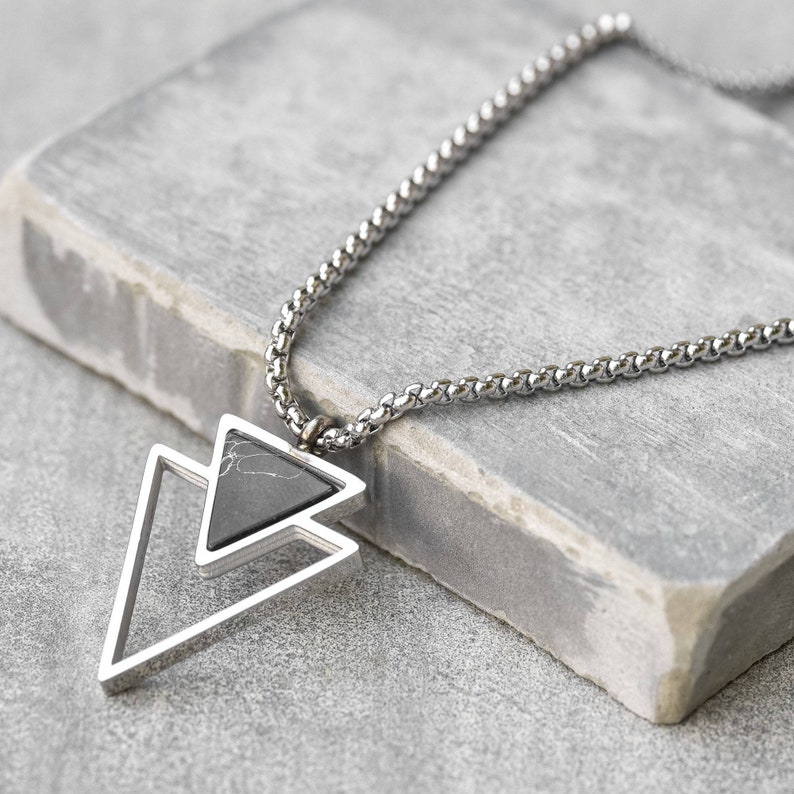 Men's Geometric Necklace Men's Triangle Necklace | Etsy