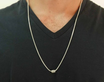 Men Necklace - Men Stainless Steel Necklace - Men Beaded Necklace - Men Pendant - Men Jewelry - Boyfriend Gift - Husband Gift - Gift For Dad