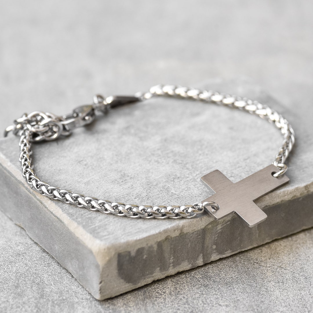 Men's Cross Bracelet Men's Religious Bracelet Men's Christian Bracelet