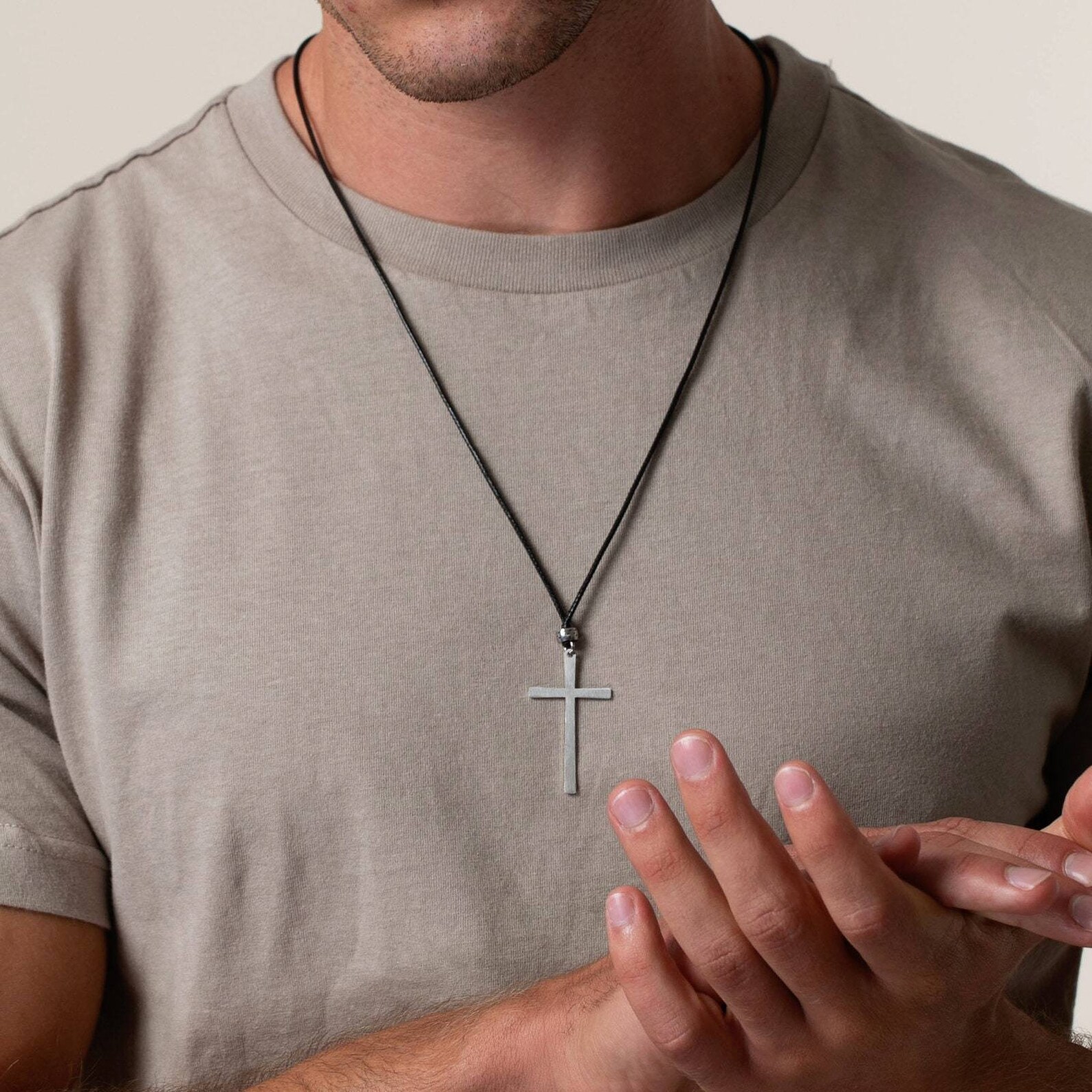 Men's Cross Necklace Men's Religious Necklace Etsy