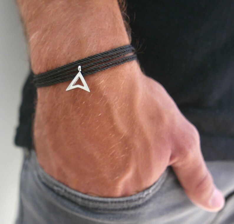 Inspirational Minimalist Vegan Bracelet for Men Couples Friendship Bracelet Gift for Him Men Wrap Jewelry Men Geometric Triangle Bracelet