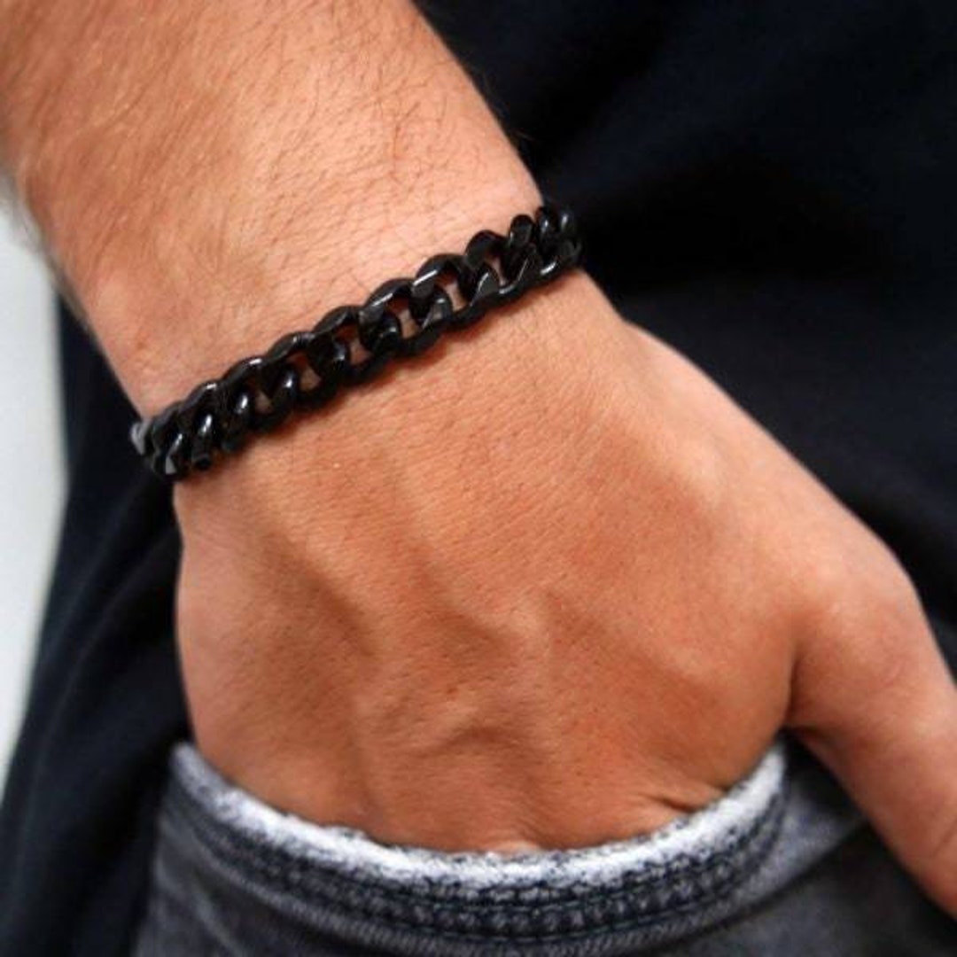 Very Trending Fancy Black Golden Rubber Bracelet For Men  Style A419   Soni Fashion