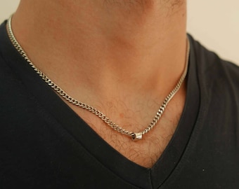 Simple Silver Beaded Necklace For Men, Men's Choker Necklace, Men's Chain Necklace, Stainless Steel Necklace, Husband Gift, Boyfriend Gift