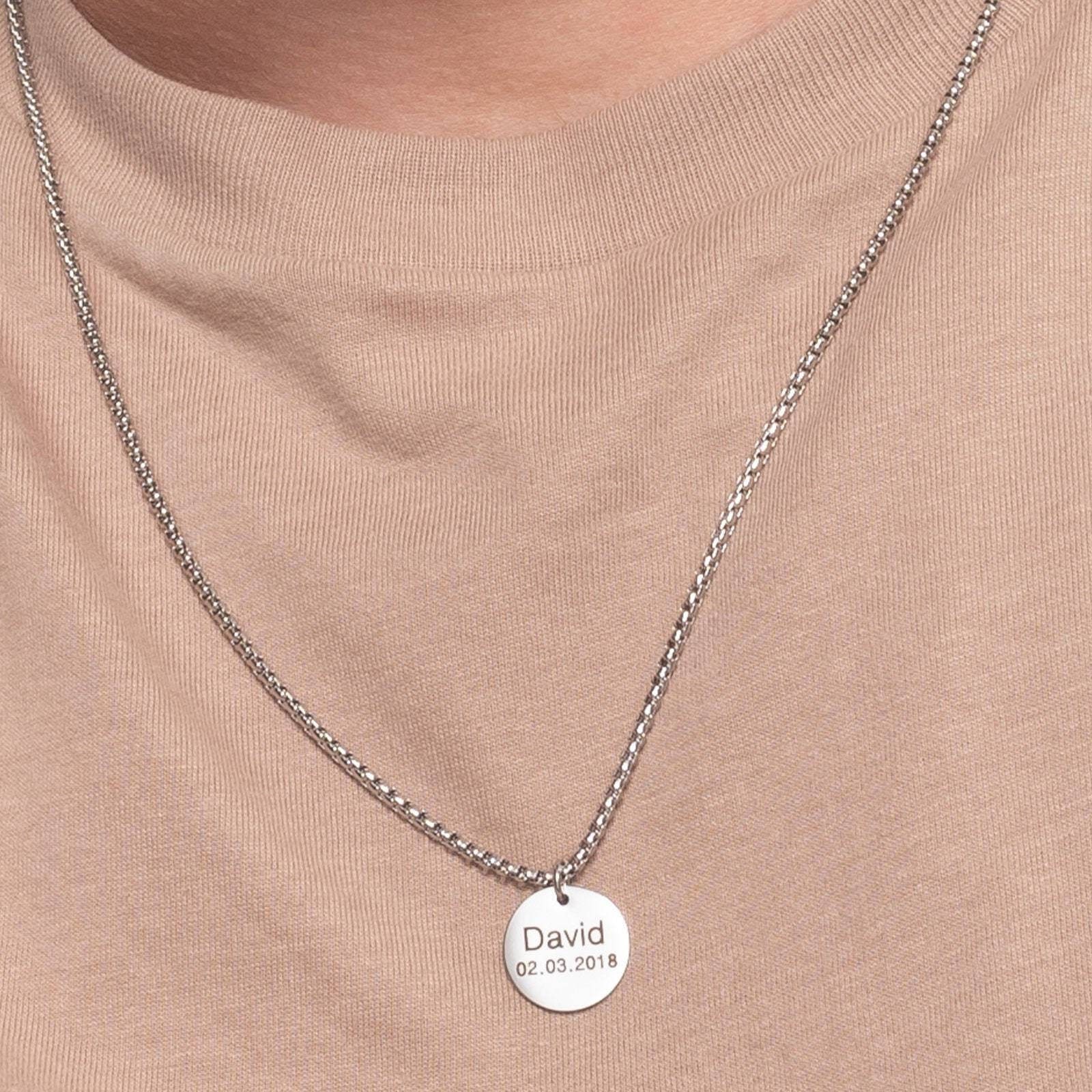 Men's Personalized Necklace Men's Engraved Necklace Etsy