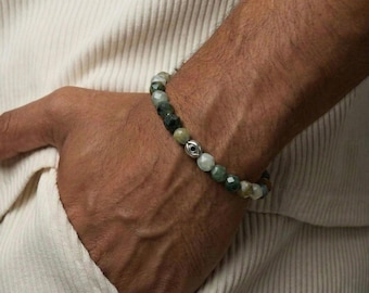 Pulsera ajustable de jade natural para hombre, ideal como regalo para él, ideal para esposo o papá, con poderosa protección espiritual para San Valentín.