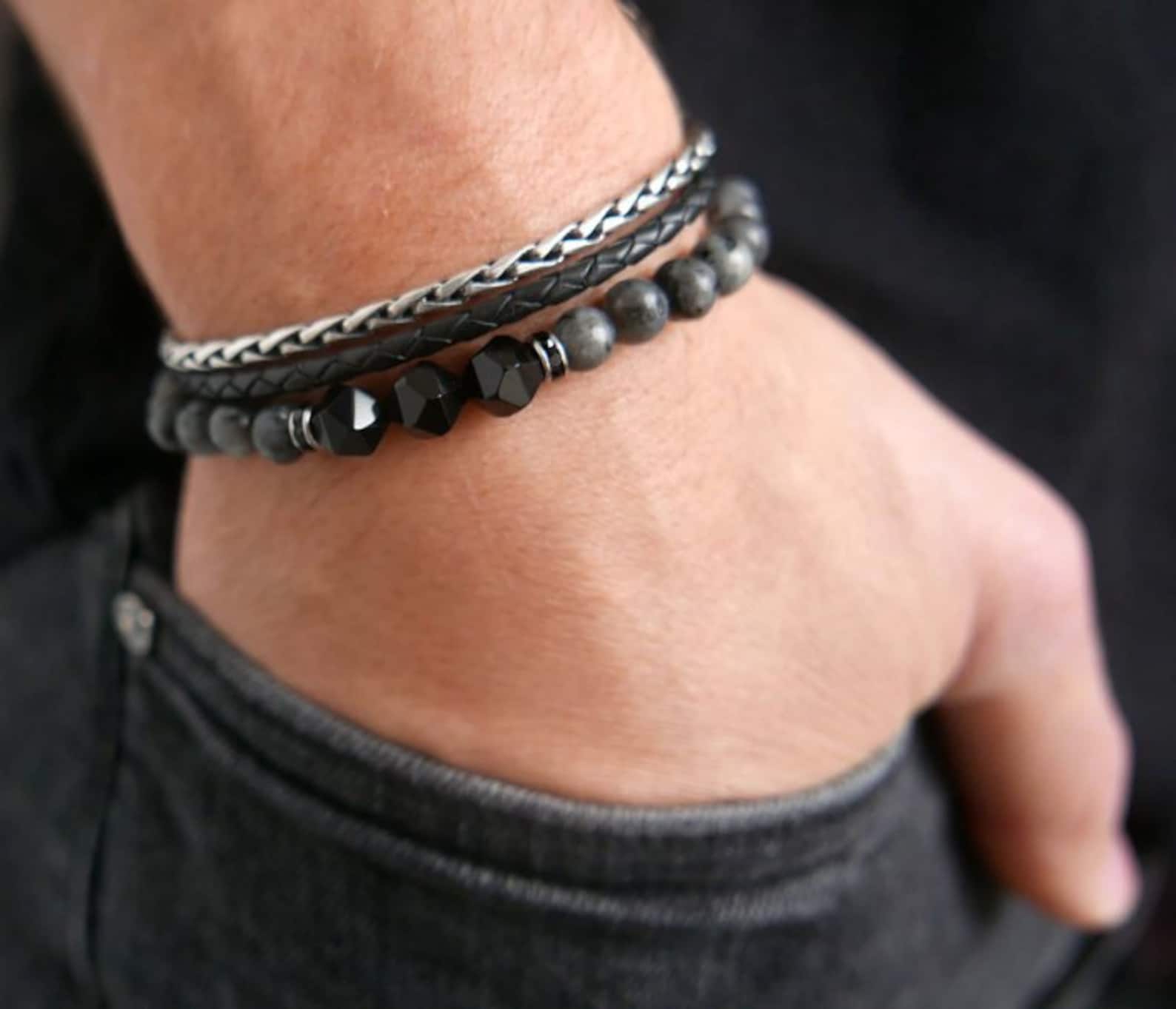 Men's Bracelet Set Men's Beaded Bracelet Men's Etsy