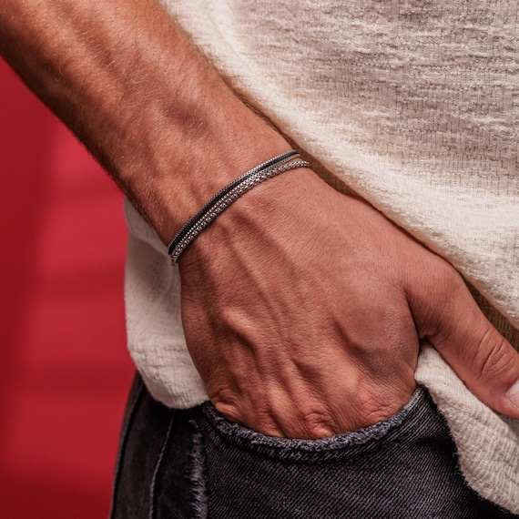 Men's Bracelet, Men's Silver Bracelets, Men's Chain Bracelet, Men's Cuff Bracelet, Men's Jewelry, Gift For Boyfriend Husband Dad Men Him