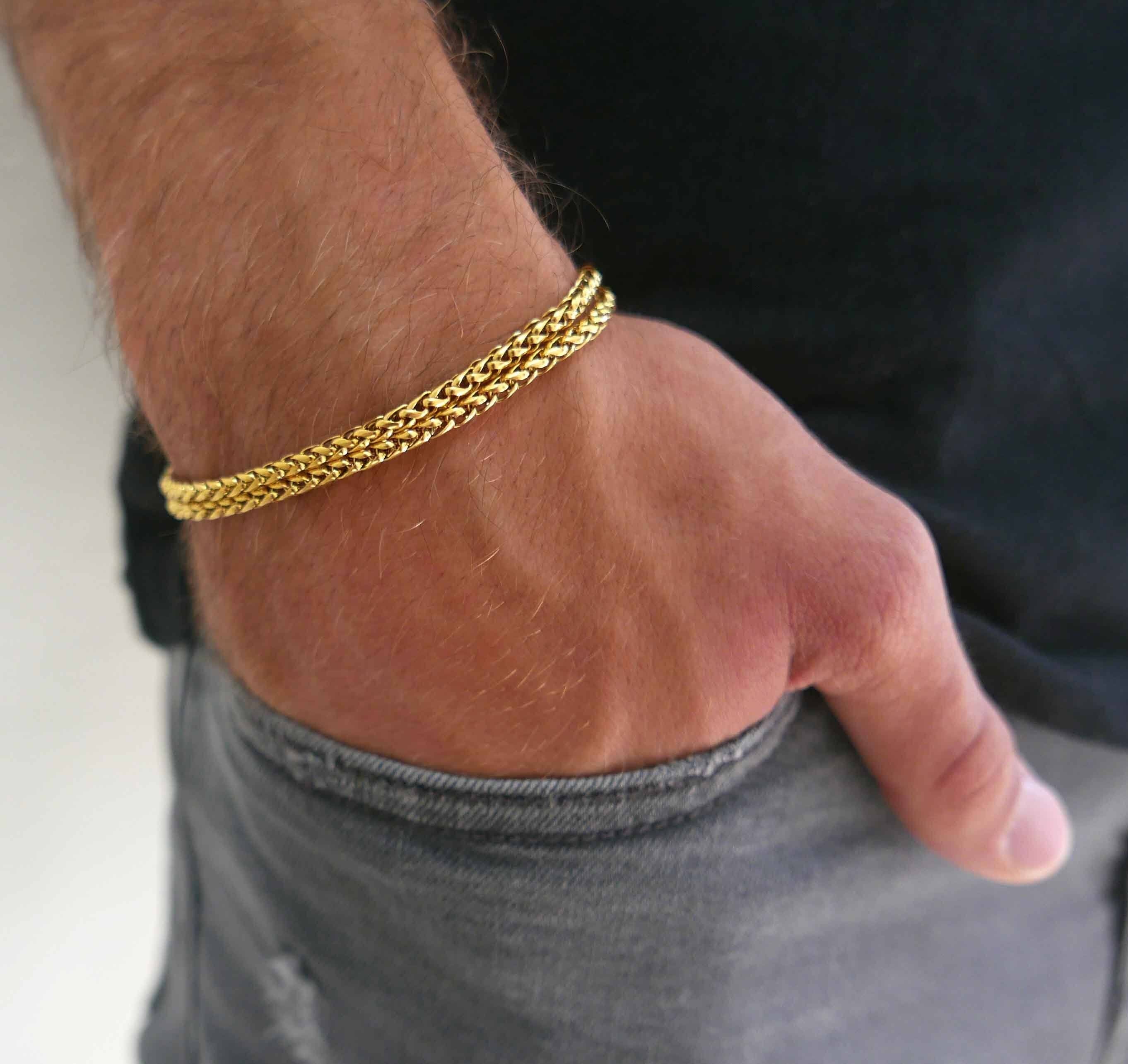 Mens 5D Ore Gold Link 24k Gold Bracelet Mens With Vietnam Alluvial Light  Sand Copper Coin And Baifu Plated Character Fu Pattern From Joejohnson,  $35.31 | DHgate.Com
