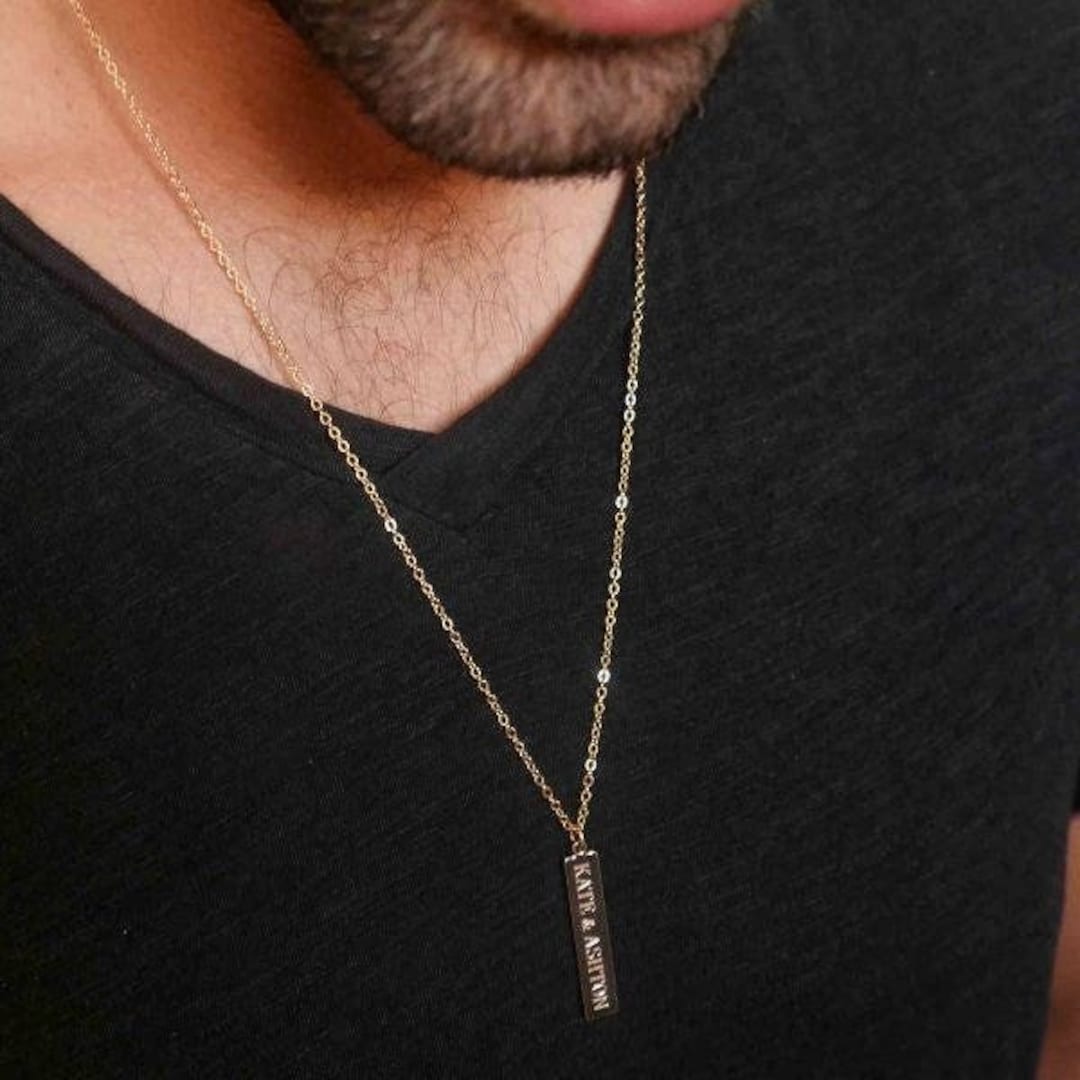  Bar necklace for men, groomsmen gift, men's necklace