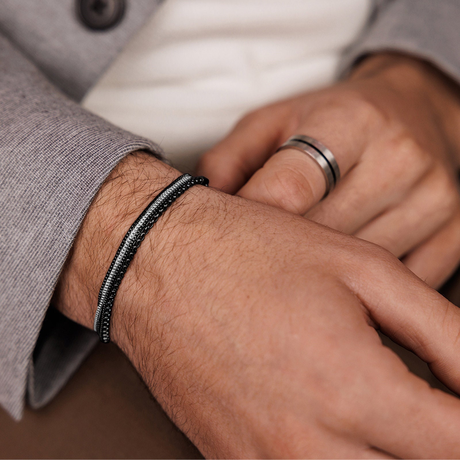 Braccialetto Coppia Magnetico - Corda Intrecciata, Acciaio Inox, Regalo Per Coppie - Foto 2