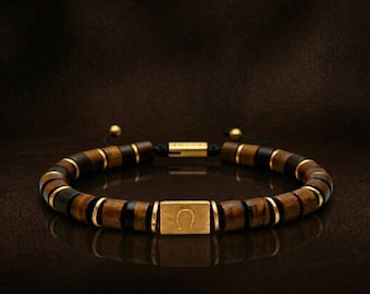 Natural Tiger Eye Bracelet for Protection, Grounding & Confidence | Men’s Healing Jewelry Gift | Gold Plated