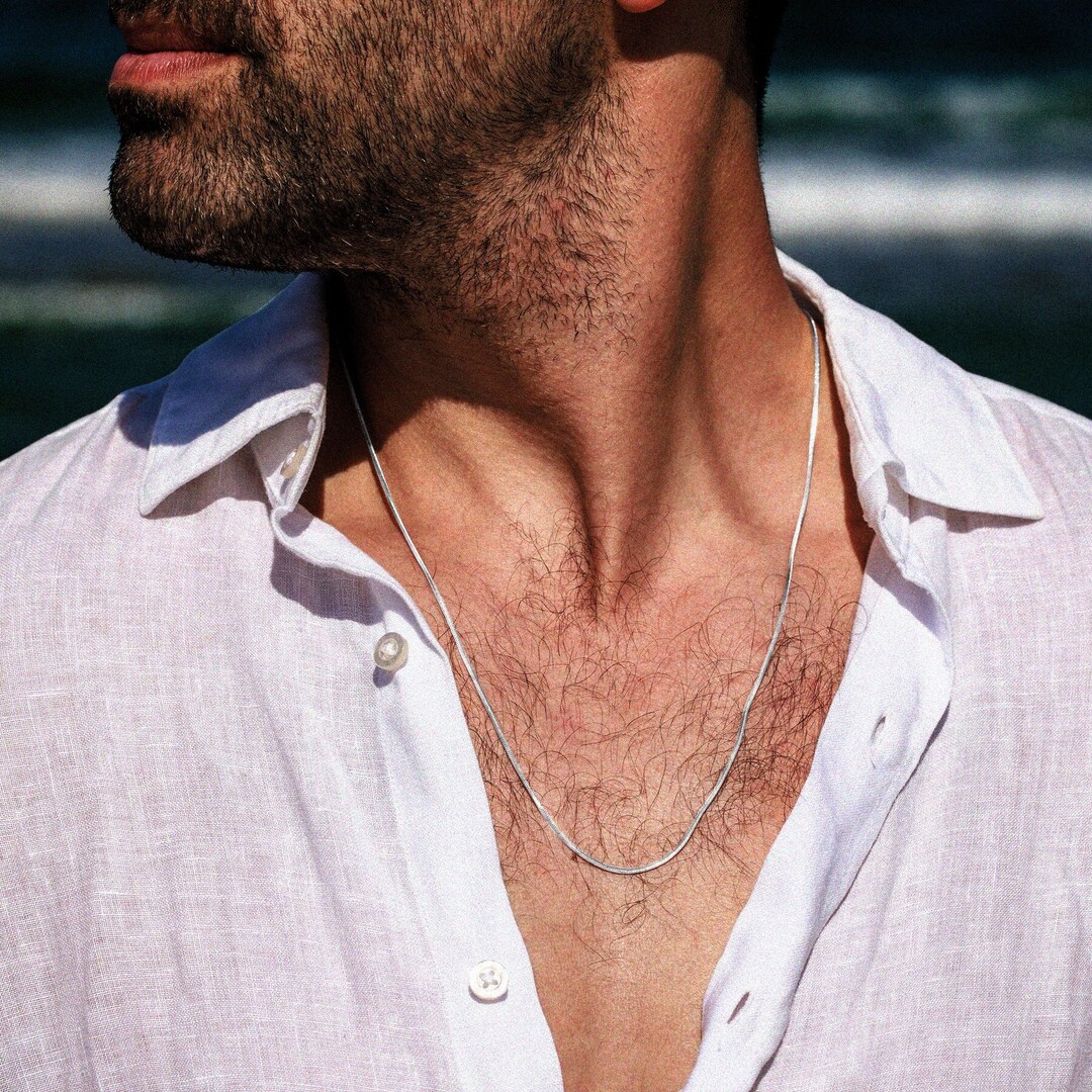 Men's Snake Chain Necklace Classic Silver Chain Necklace Etsy