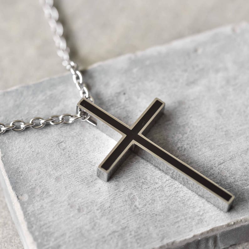 Men's Cross Necklace Men's Religious Necklace Etsy
