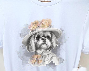 Camisa de Shih Tzu con traje victoriano: camiseta vintage para perro