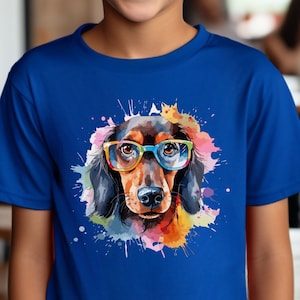 Kids Dachshund Shirt, Dog shirt for kids, Dog shirt for girls, dog shirt for boys, Dog print shirt, Cute Dog tee, Dachshund tee for kids