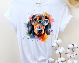 Dachshund with Glasses T-Shirt: Dog Lover Gift