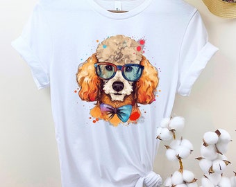 Camiseta de caniche con gafas: camiseta con gráfico para amantes de los perros