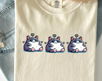 Pixel Art Cat Shirt: Funny Retro Gamer Tee, Kawaii Gift