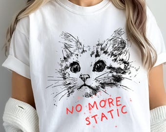 Camiseta divertida de gato: camiseta gráfica extragrande con cara de gatito para amantes de los gatos.