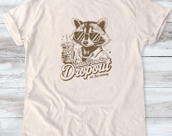 Gentle Parenting Dropout Shirt: Raccoon Coffee Graphic Tee