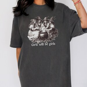 ガールズ・ウィル・ビー・ガールズ ハロウィンTシャツ：ヴィンテージ魔女集会シャツ 画像 5