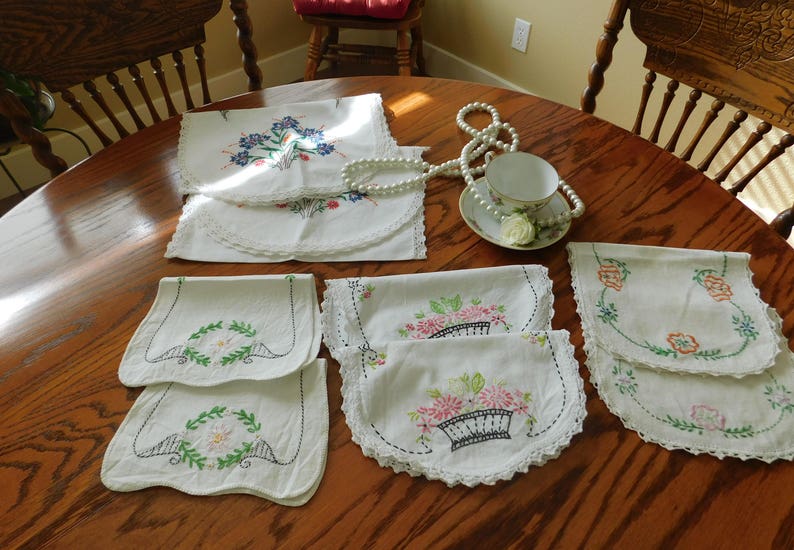 Fetching Lot Of Antique Dresser Scarves 4 sets of 2 Etsy