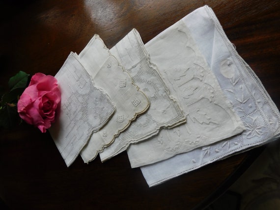 Beautiful Antique Wedding Handkerchiefs, 20s,30s