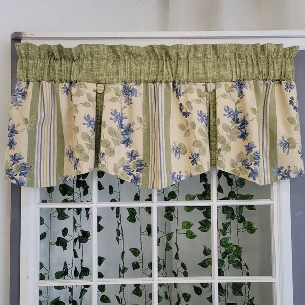 Blue Floral Valance Etsy