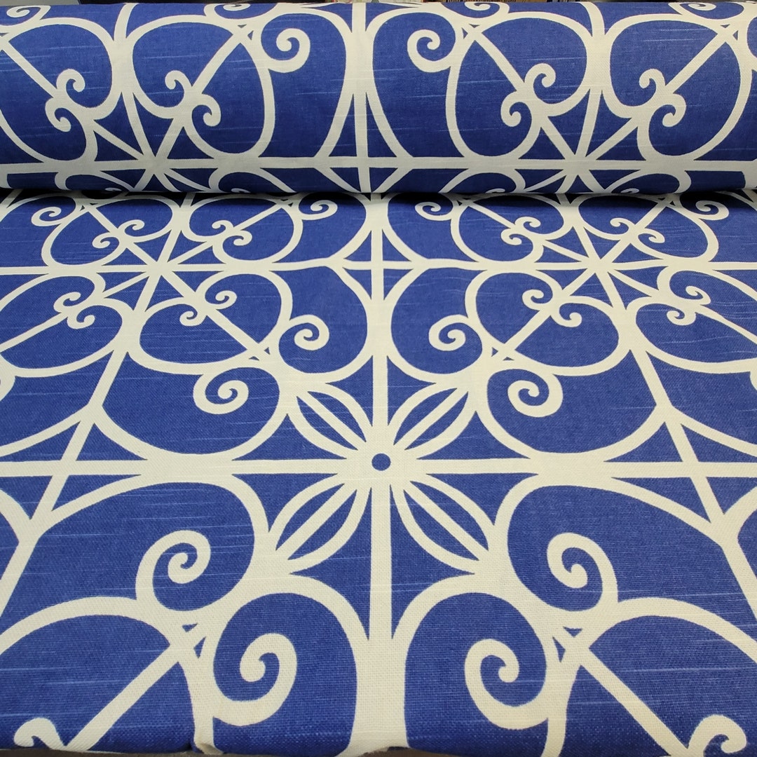Home Accent Fabrics A Ronnie Gold Design Cobalt Linen Etsy
