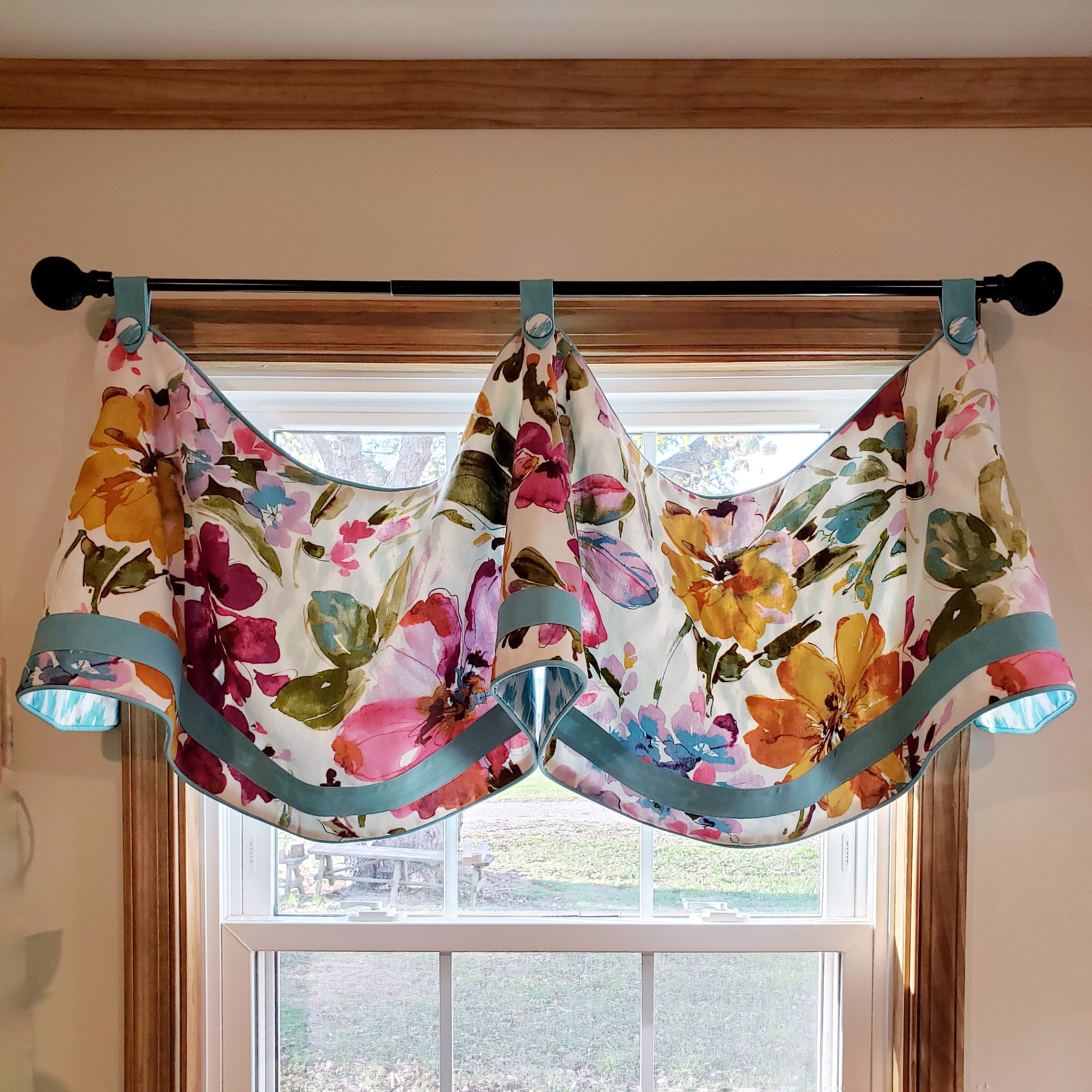 Claudine Valance Button Tab Window Treatment Paint Etsy