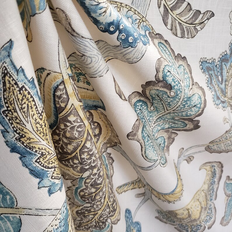 P Kaufmann Fabric Lawrence Color Geyser Jacobean Floral Etsy