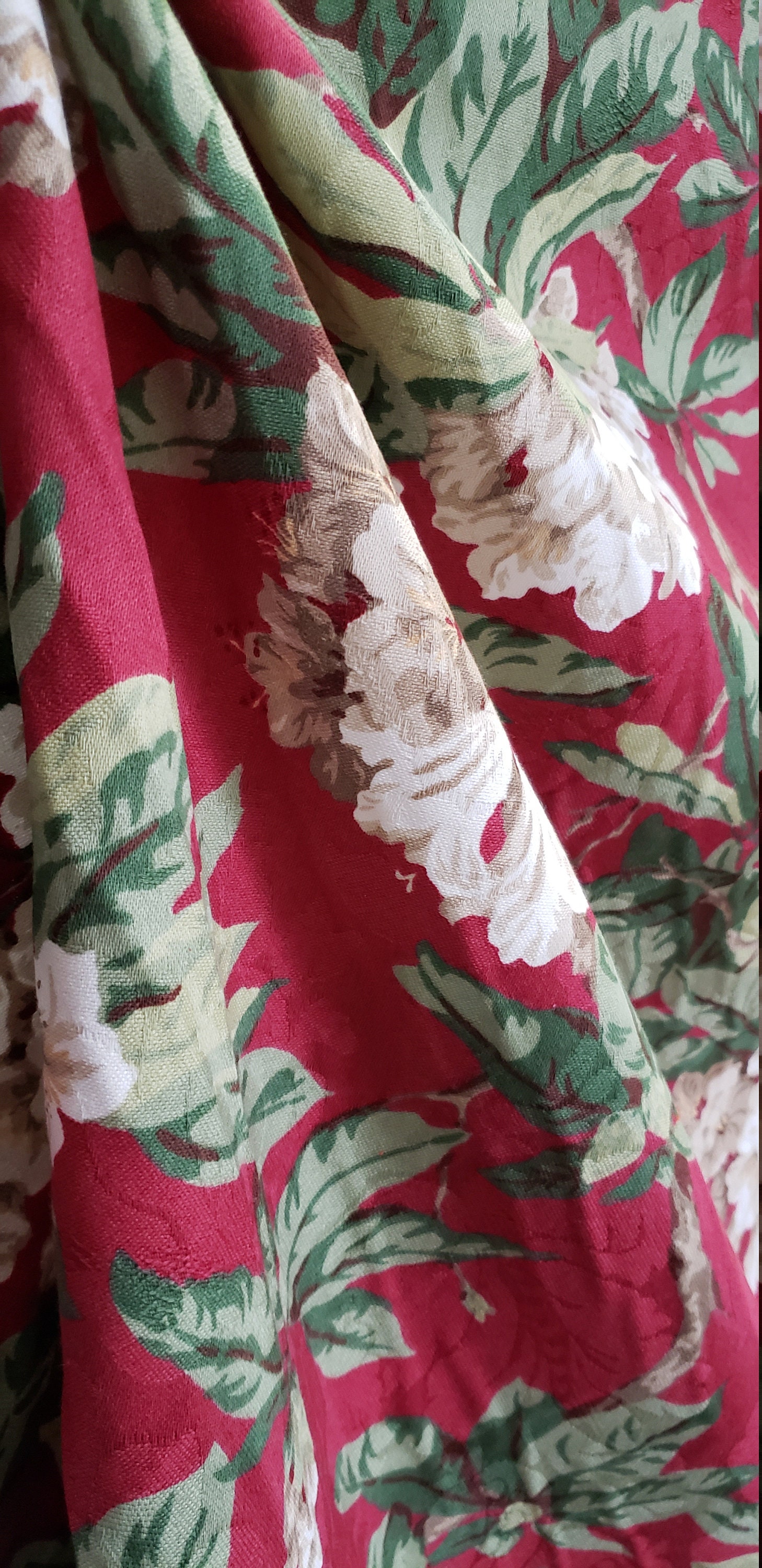 Kingsway Fabric Manon Floral Print Burgundy White | Etsy