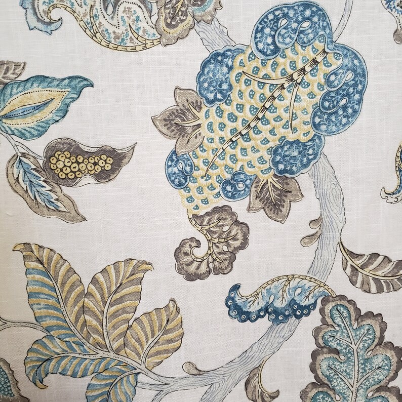 P Kaufmann Fabric Lawrence Color Geyser Jacobean Floral Etsy