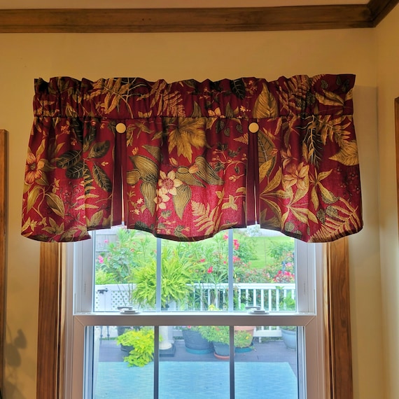 Lined Custom Made Valance Kingsway Tahitian Sunset Burgundy Window  Treatment Curtain Kitchen -  Denmark