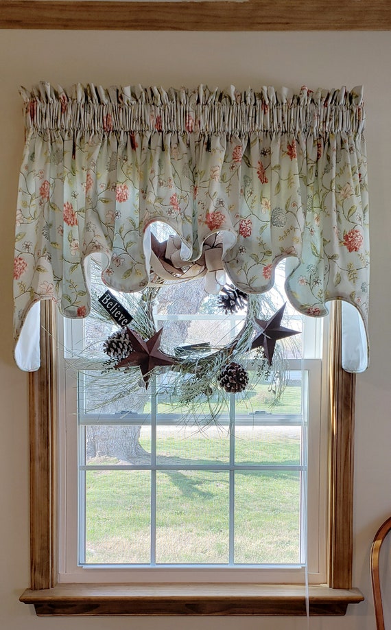 Lined Custom Made Swag Window Treatment Waverly Fabric Etsy