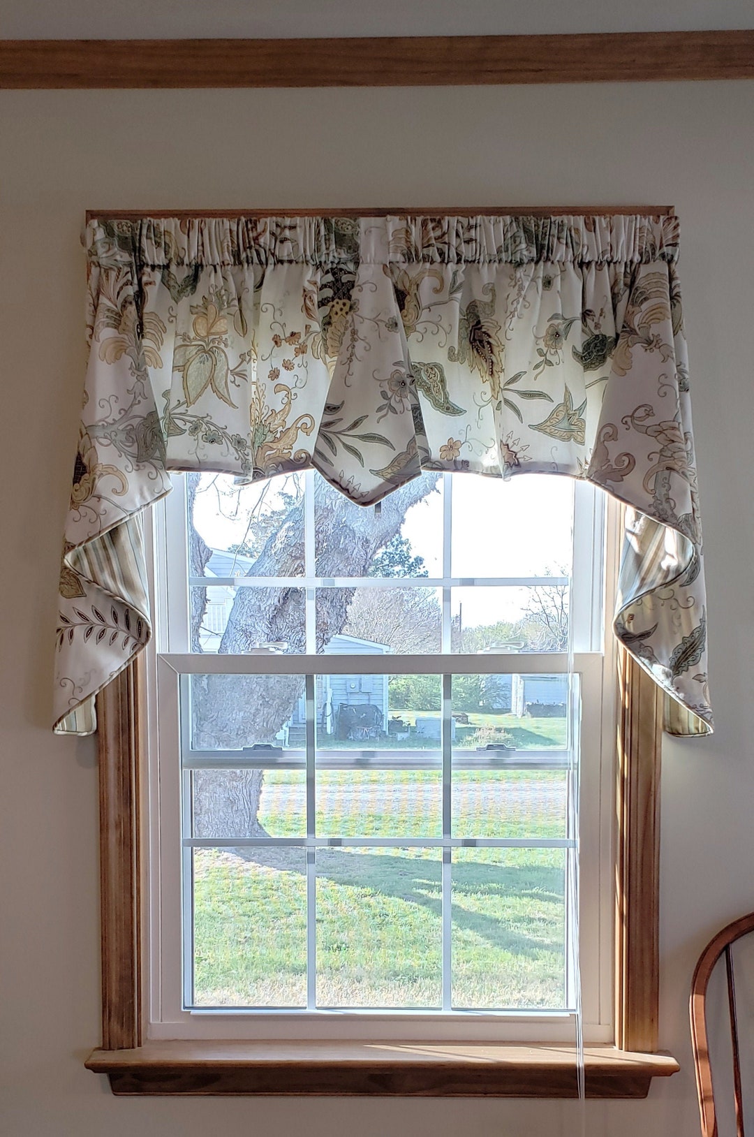 Lined Custom Made Swag Window Treatment Abstract Floral With Matching