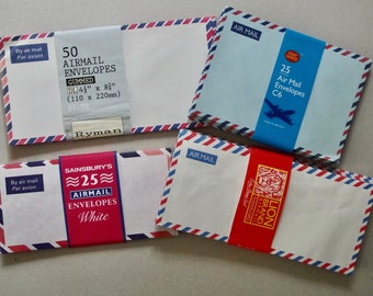 Enveloppes aériennes vintage - paquets d'enveloppes - papeterie vintage - éphémères en papier vintage