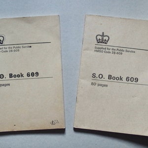 Vintage notitieboek - Werkboek - S.O. Boek 609 - HMSO - 1972 - 1975 - blanco en ongebruikt - Vintage briefpapier
