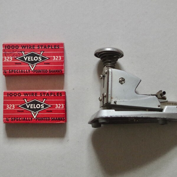 Vintage Stapler with Boxes of Staples - HMSO - Velos 323 - Vintage Desk Items - Vintage Stationery