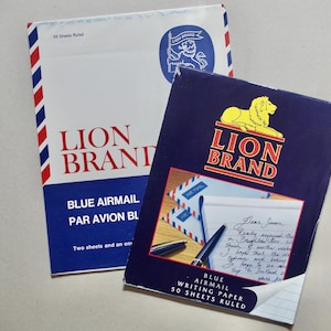 Blocchi per scrivere vintage - Lotto di 2 blocchi per scrivere lettere postali - Lion Brand - Fogli bianchi - Cancelleria vintage