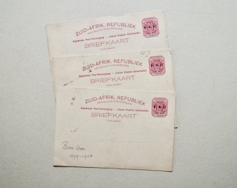 Vintage Blank Postcards - Set of x3 - South Africa - Boer War - Blank and Unused - Vintage Stationery