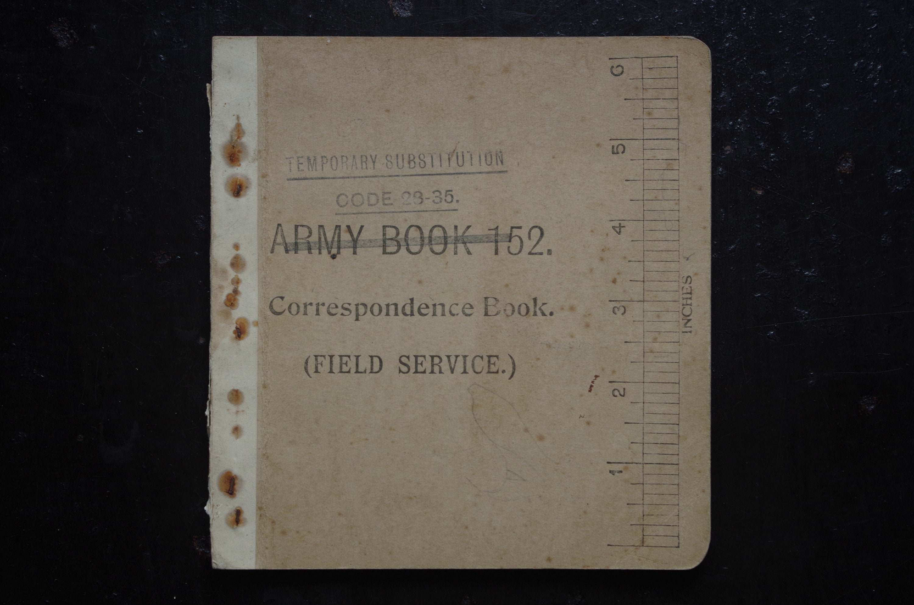 Book - Field Notebook, Army Book 152 / Correspondence Book