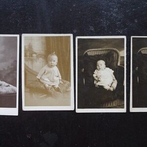 Photos vintage - Photos bébé - Ensemble de 4 - Début du 20ème siècle - Bébés - Cartes postales photo