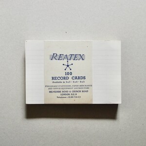 Vintage indexkaarten - 100 x recordkaarten - Reatex - Vintage briefpapier
