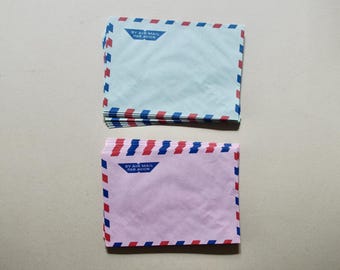 ビンテージAEROGRAMME 航空便用手紙 7枚セット Vintage Air Mail Envelopes, Red and Blue Stripes, Set of 10 - Etsy