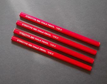 Vintage Pencil - Red - Stenotype Red Chalk Pencil - Made in USA - Vintage Desk Item - Vintage Stationery