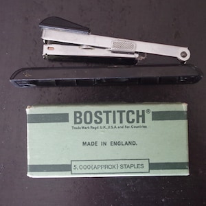 Vintage Stapler with Box of Staples - Bostitch - Copper Staples - Vintage Stationery