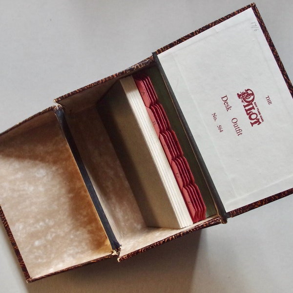 Vintage Index Card Box with Index Cards - A-Z Organiser - 'The Pilot Desk Outfit' - Vintage Stationery