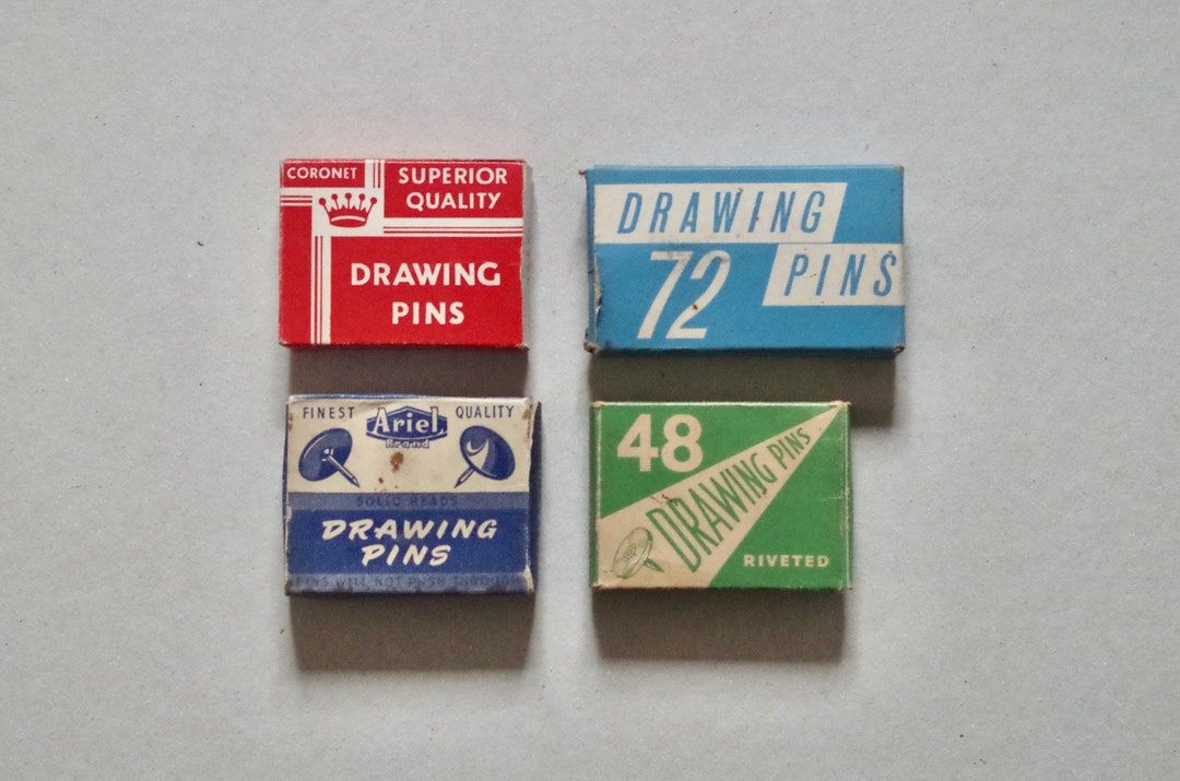 Vintage Drawing Pins Box of Pins Etsy